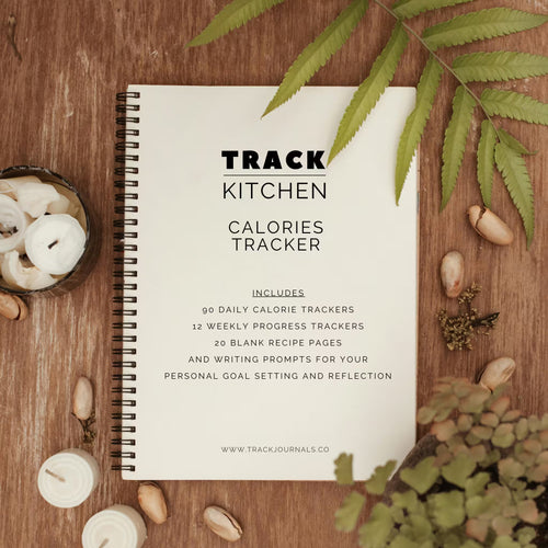 Table of Contents for 90 Day Calories Tracker Journal. Includes 90 Daily Calorie Trackers, 12 Weekly Progress Trackers, 20 Blank Recipe Pages, and writing prompts for personal goal setting and Reflection.