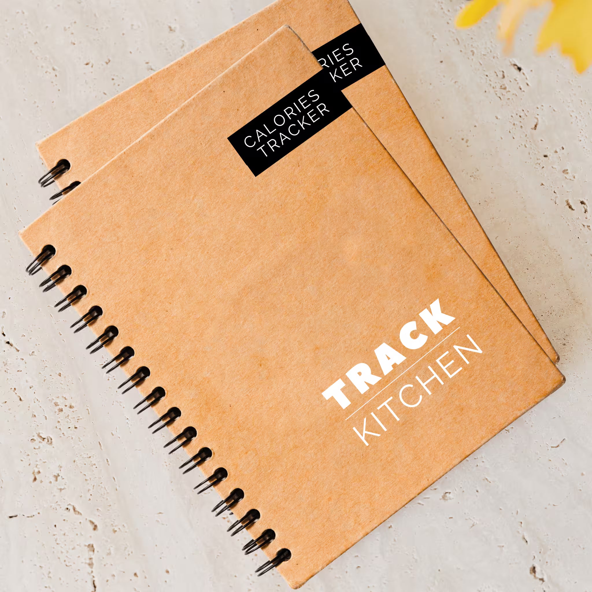 Apricot orange spiral-bound notebook 90 Day Calories Tracker diet journal