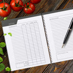 Blank recipe pages in the TRACK Journals Macro Nutrients Tracker for calories fat carbs and protein